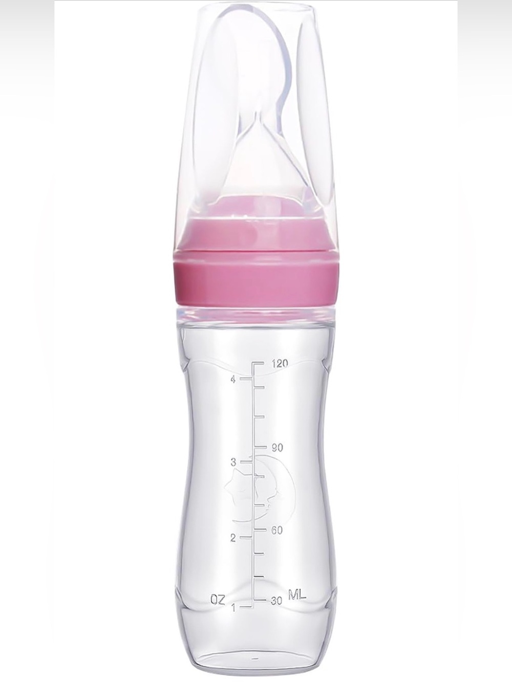 Silicone Squeeze Spoon Feeder Baby, Adult Elderly Feeding Aid. 4 oz Pink